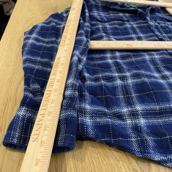 WOOLRICH Oxbow Flannel Over ShirtXXL Waist Pockets Plaid Blue warm cabin camp